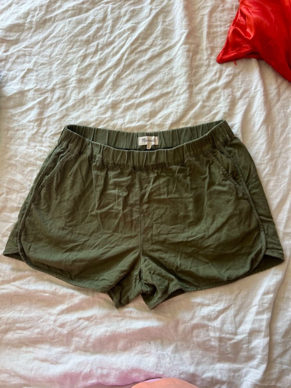 Madewell olive green cotton pull-on shorts Medium